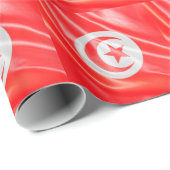 Foto: Satin Stoff flagge, Tunesien Geschenkpapier (Rolleneckpunkt)