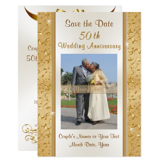 Foto-Save the Date 50. Hochzeits-Jahrestags-Karten ...