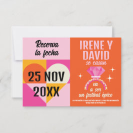 Foto Save the Date Anillo Festival Naranja y Rosa
