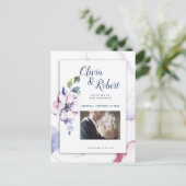 Foto Save the Date Aquarellblüten Postkarte (Stehend Vorderseite)