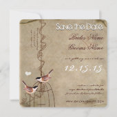 Foto Save the Date auf der Rückseite des Vogelkäfe Einladung (Vorderseite)