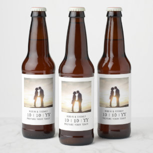 Foto   SAVE THE DATE   Bier-Etikett   weiß Bierflaschenetikett