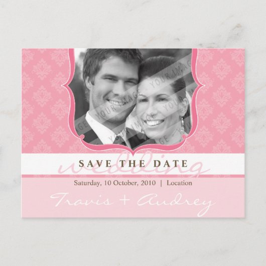 FOTO SAVE THE DATE :: Bilderrahmen-Eleganz 6 Ankündigungspostkarte (Vorderseite)