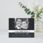 FOTO SAVE THE DATE :: Bilderrahmen-Eleganz 8 Ankündigungspostkarte (Stehend Vorderseite)