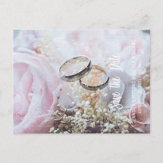 Foto Save the Date Blumenringe Ankündigungspostkarte (Vorderseite)