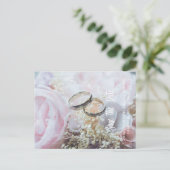 Foto Save the Date Blumenringe Ankündigungspostkarte (Stehend Vorderseite)