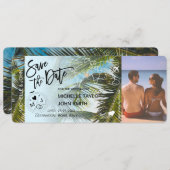 Foto Save the Date Boarding Pass Palm Einladung (Vorne/Hinten)