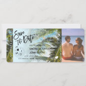 Foto Save the Date Boarding Pass Palm Einladung (Vorderseite)