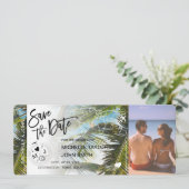 Foto Save the Date Boarding Pass Palm Einladung (Stehend Vorderseite)