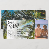 Foto Save the Date Boarding Pass Palm Einladung (Vorne/Hinten)