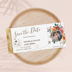 Foto Save the Date Boarding Pass Weltkarte Einladung