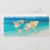 Foto Save the Date Boarding Pass World Map Beach Einladung (Rückseite)