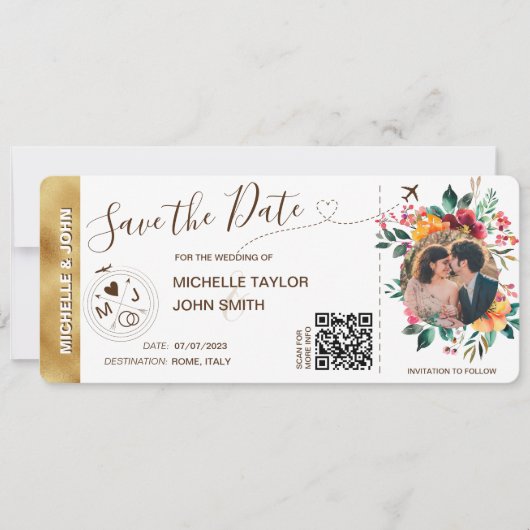 Foto Save the Date Boarding QR-Code Einladung (Vorderseite)