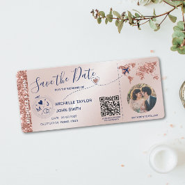 Foto Save the Date Boarding Weltkarte QR Einladung