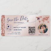 Foto Save the Date Boarding Weltkarte QR Einladung (Vorderseite)