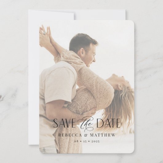 Foto Save the Date Card Boho Minimale Hochzeit (Vorderseite)
