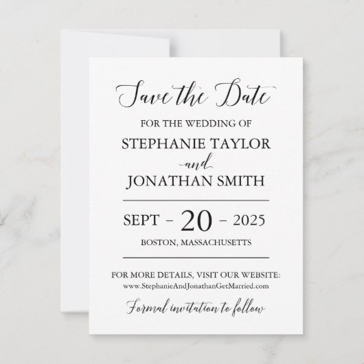 Foto Save the Date Card Modernes Kalligrafie (Rückseite)