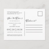 Foto Save the Date Dusty Rose Elegante Hochzeit Ankündigungspostkarte (Rückseite)