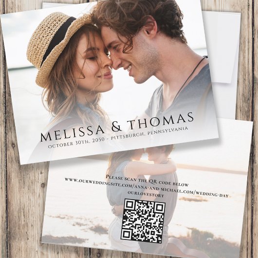 Foto Save the Date Einfach Minimalistischer QR-Cod
