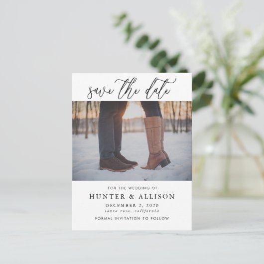 Foto Save the Date Einladungspostkarte (Stehend Vorderseite)