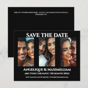 Foto Save the Date elegant, modern 3 Bilder Postkarte