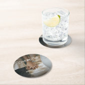 Foto Save the Date Elegante Hochzeit Runder Pappuntersetzer (Vor Ort)