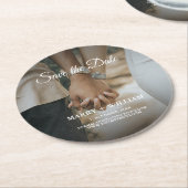 Foto Save the Date Elegante Hochzeit Runder Pappuntersetzer (Angewinkelt)