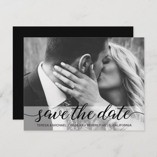 Foto Save the Date elegante Skriptwebsite Hochzeit (Vorne/Hinten)