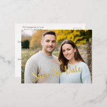 Foto "Save the Date" Foil Text Postkarte
