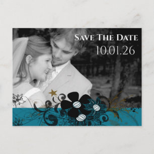 Foto Save the Date Foto Aquamarin blau Ankündigungspostkarte