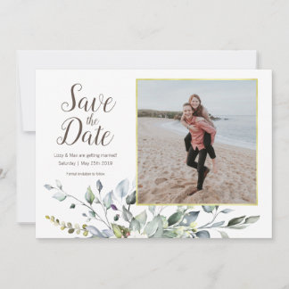 Foto Save the Date | Goldrahmen, Aquarellfarben