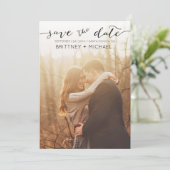 Foto Save the Date handschriftlich schwarz (Stehend Vorderseite)