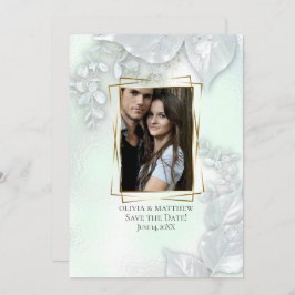 FOTO SAVE THE DATE | Honeydew Shimmery Blätter Einladung