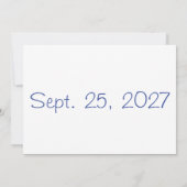 Foto Save the Date in Blau und Weiß Einladung (Rückseite)