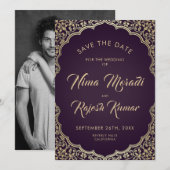 Foto Save the Date, indische Hochzeit, Schwarz, Go Date (Vorne/Hinten)