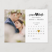 Foto Save the Date Kalender Chic Gold Herz Postkarte (Vorderseite)