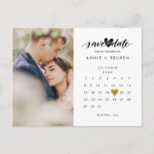 Foto Save the Date Kalender Gold Liebe Herz Postkarte (Vorderseite)
