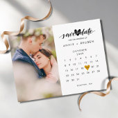 Foto Save the Date Kalender Hochzeit Gold Herz Postkarte