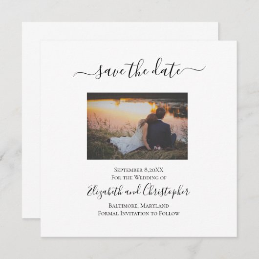 Foto Save the Date Karte Elegante Formal Trendy (Vorne/Hinten)