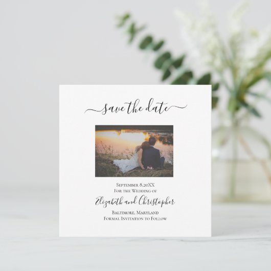 Foto Save the Date Karte Elegante Formal Trendy (Stehend Vorderseite)