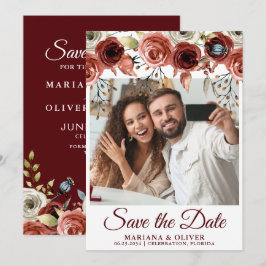 Foto Save the Date Karte Herbst Mix Blumenmuster