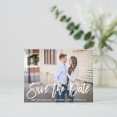 Foto Save the Date Karte Horizontal, Moderne Schri (Stehend Vorderseite)