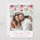 Foto Save the Date Karte Rosa Blume (Vorderseite)