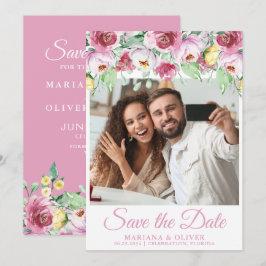Foto Save the Date Karte Rosa Blume