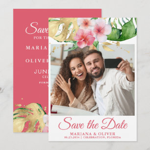 Foto Save the Date Karte Tropische Palmen Floral