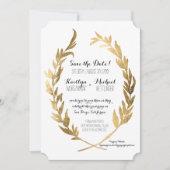 Foto Save the Date Laurel Wreath Olive Gold Leaf (Vorderseite)