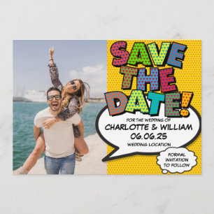 Foto Save the Date Lustig Retro Comic Buch Pop Art Einladung