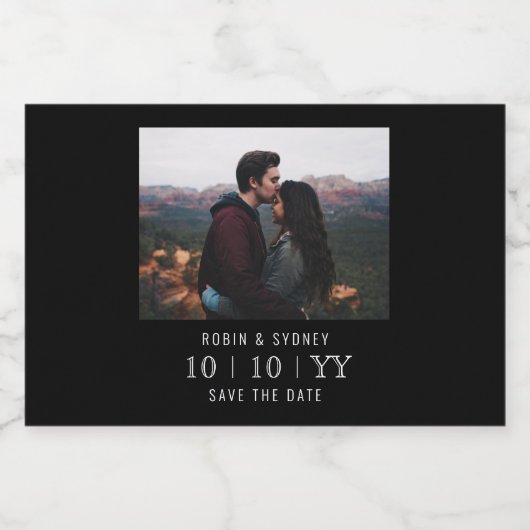 Foto | SAVE THE DATE | Mini-Etikett l Schwarz Schaumweinetikett (Einzelnes Label)