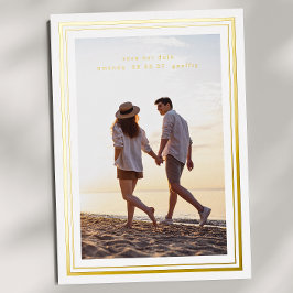 Foto Save the Date minimale elegante Rahmen Gold Folieneinladung