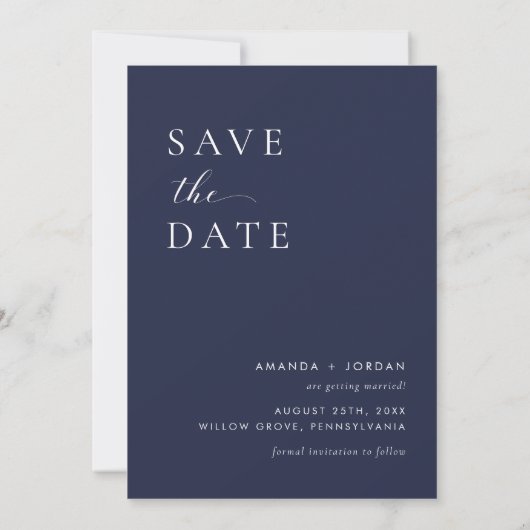 Foto Save the Date Minimalistisch Einladung (Rückseite)